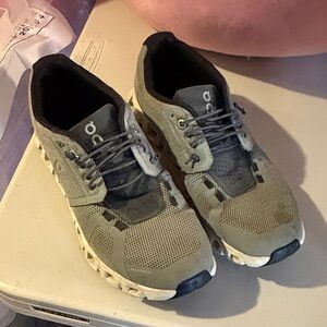 On Running womens Olive/sage green and Black Athletic Shoes